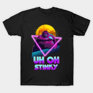 Uh Oh Stinky Poop Le Monke 80s Vaporwave Outrun Style T-Shirt